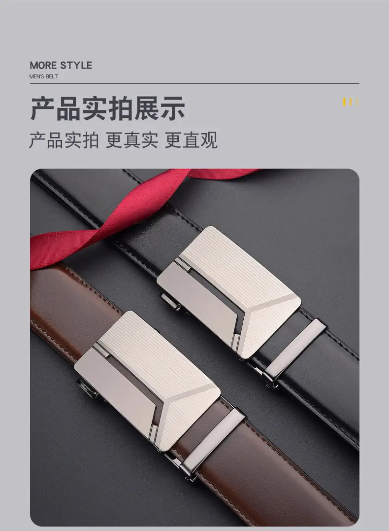 Men's Black Belt with Silver Buckle Cross-border Business Belt — feature 14