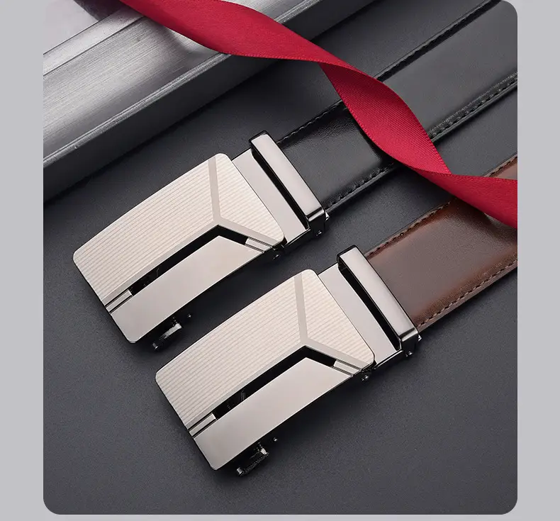 Men's Black Belt with Silver Buckle Cross-border Business Belt — feature 15