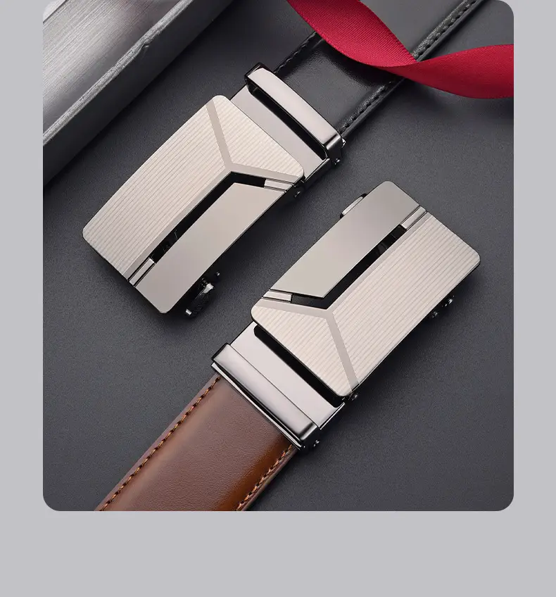 Men's Black Belt with Silver Buckle Cross-border Business Belt — feature 16