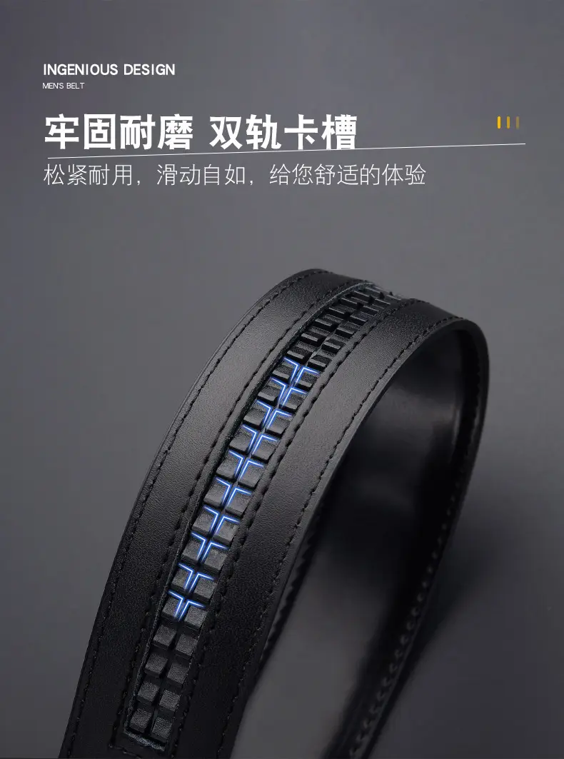 Men's Black Belt with Silver Buckle Cross-border Business Belt — feature 9