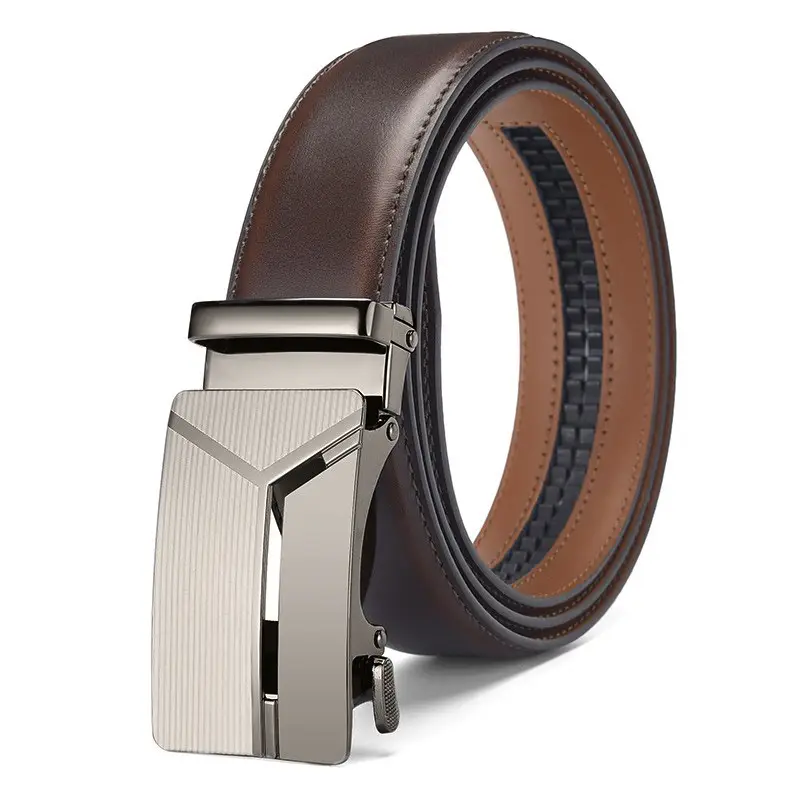 Men's Black Belt with Silver Buckle Cross-border Business Belt