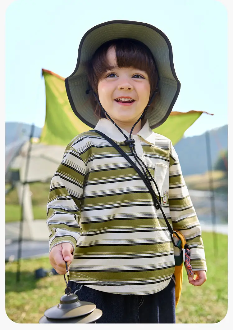 Doodle Boys Striped Polo Collar T-Shirt Spring New — feature 27