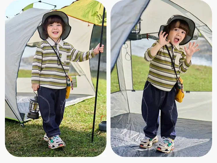 Doodle Boys Striped Polo Collar T-Shirt Spring New — feature 28