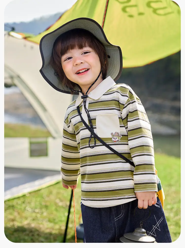 Doodle Boys Striped Polo Collar T-Shirt Spring New — feature 32