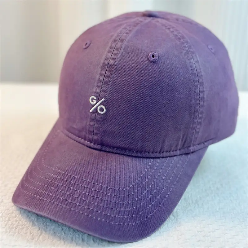 Purple Japanese Style Washed Cotton Cap Men Women - Image 4
