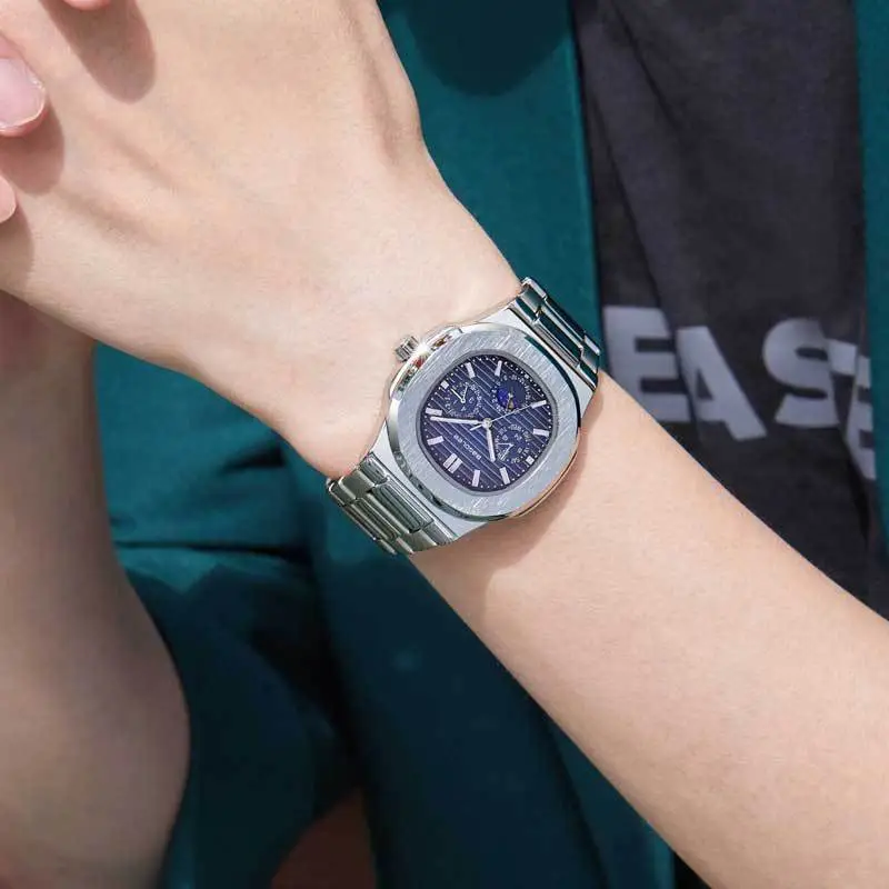 Men's Quartz Watch Blue Dial Waterproof High-End Wholesale - Image 6