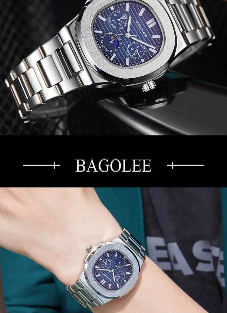 Men's Quartz Watch Blue Dial Waterproof High-End Wholesale — feature 12