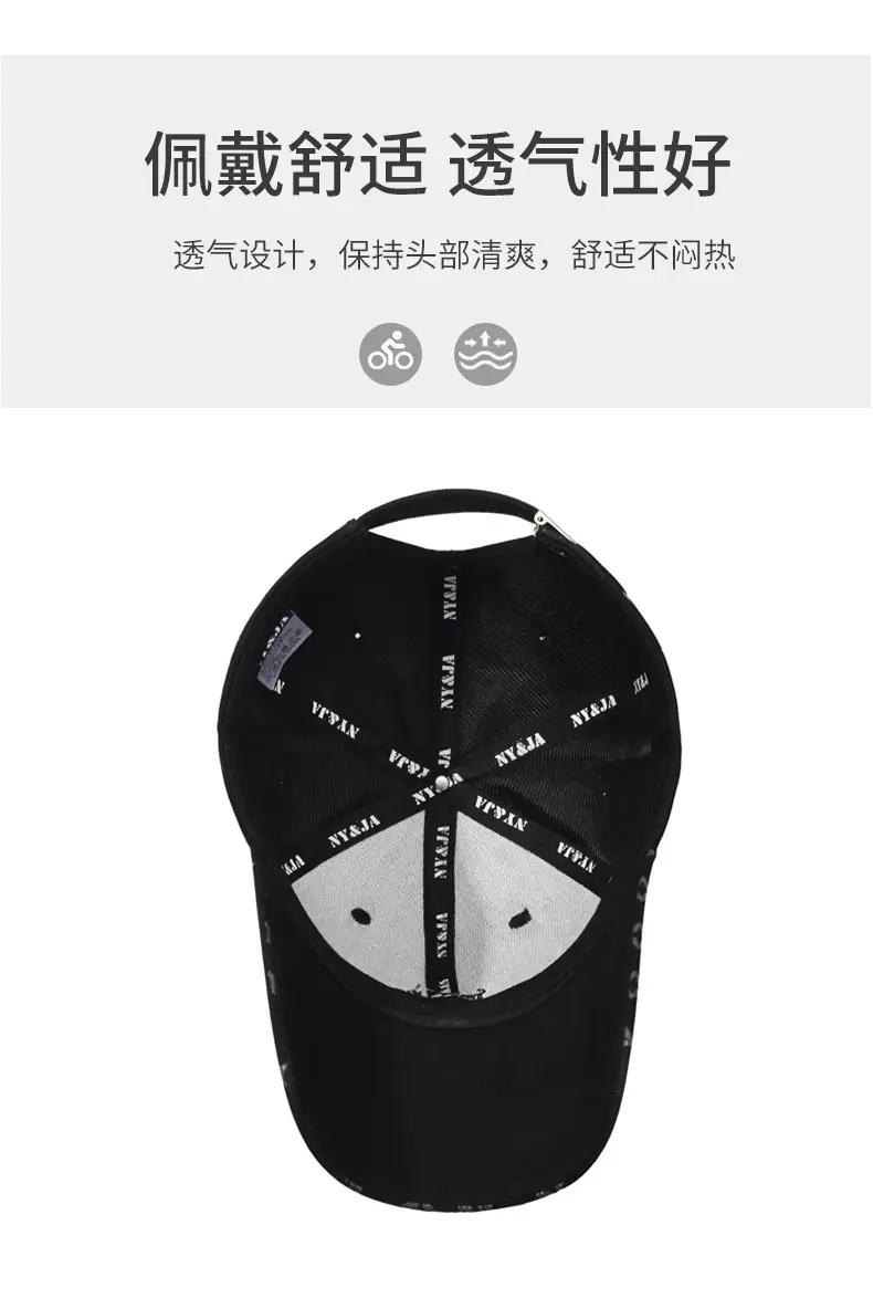 Men Embroidered Letter Baseball Cap Black — feature 5