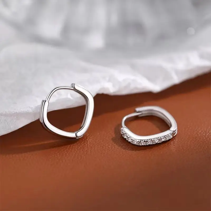 2025 New Diamond Earrings for Women Silver Round Ring - Image 5