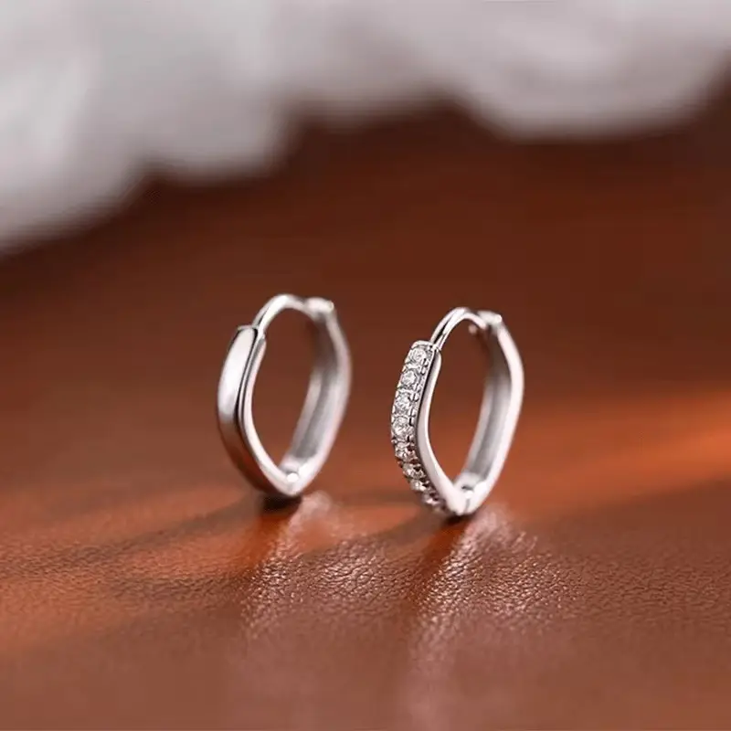 2025 New Diamond Earrings for Women Silver Round Ring - Image 6