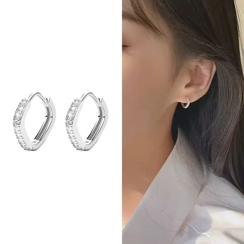 2025 New Diamond Earrings for Women Silver Round Ring - Image 2