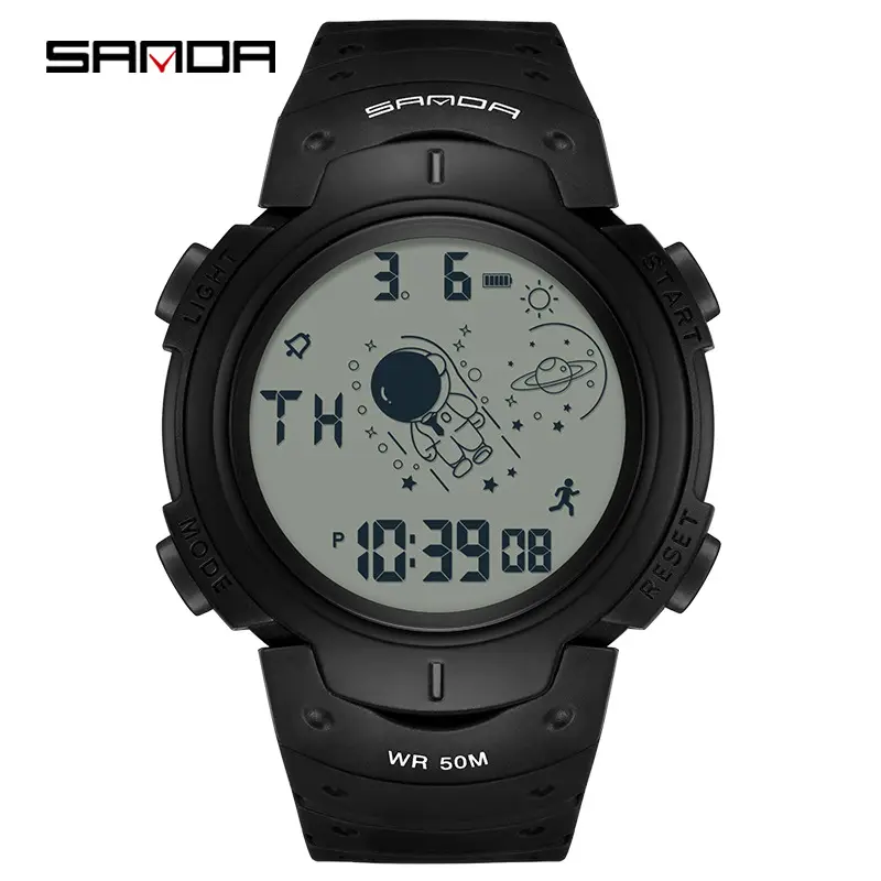 Sanda Digital Watch Men Green 60m Waterproof - Image 2