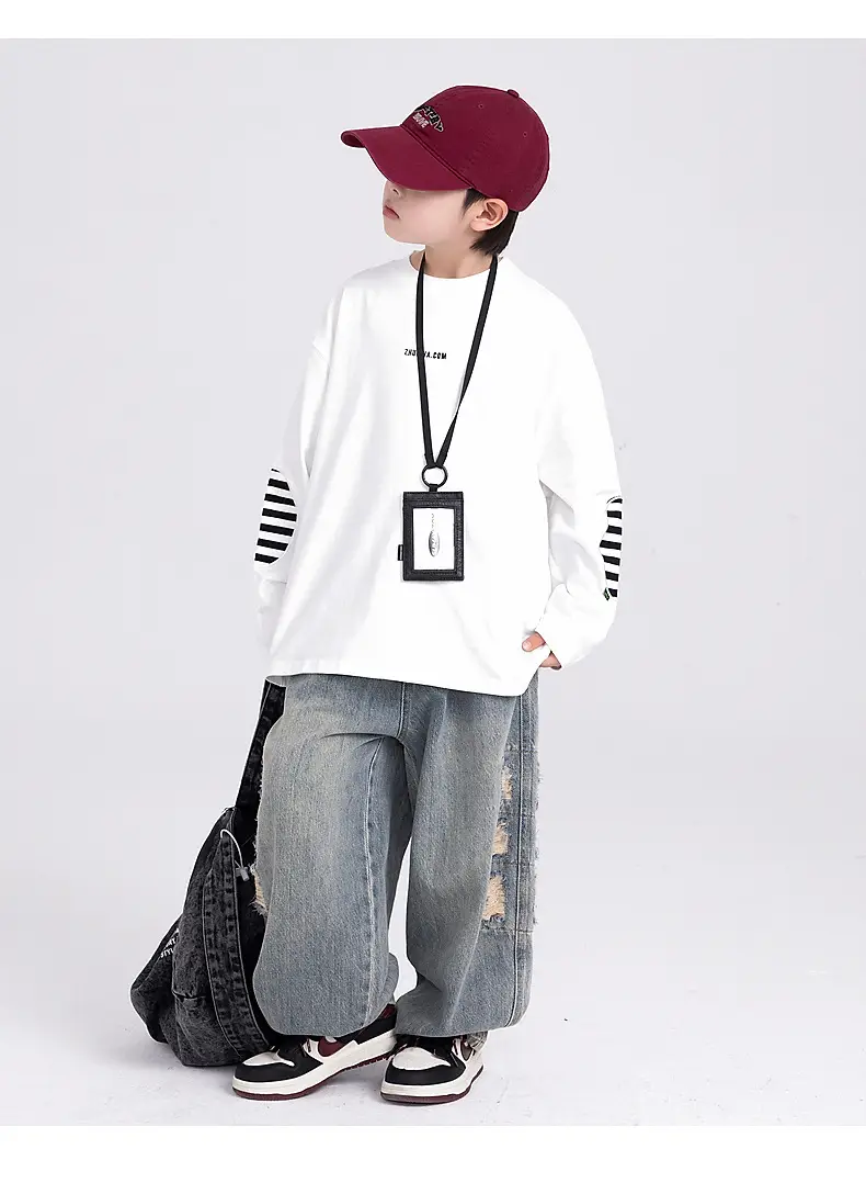 Boys Long Sleeve T-Shirt White Cotton 2025 Medium Large — feature 15