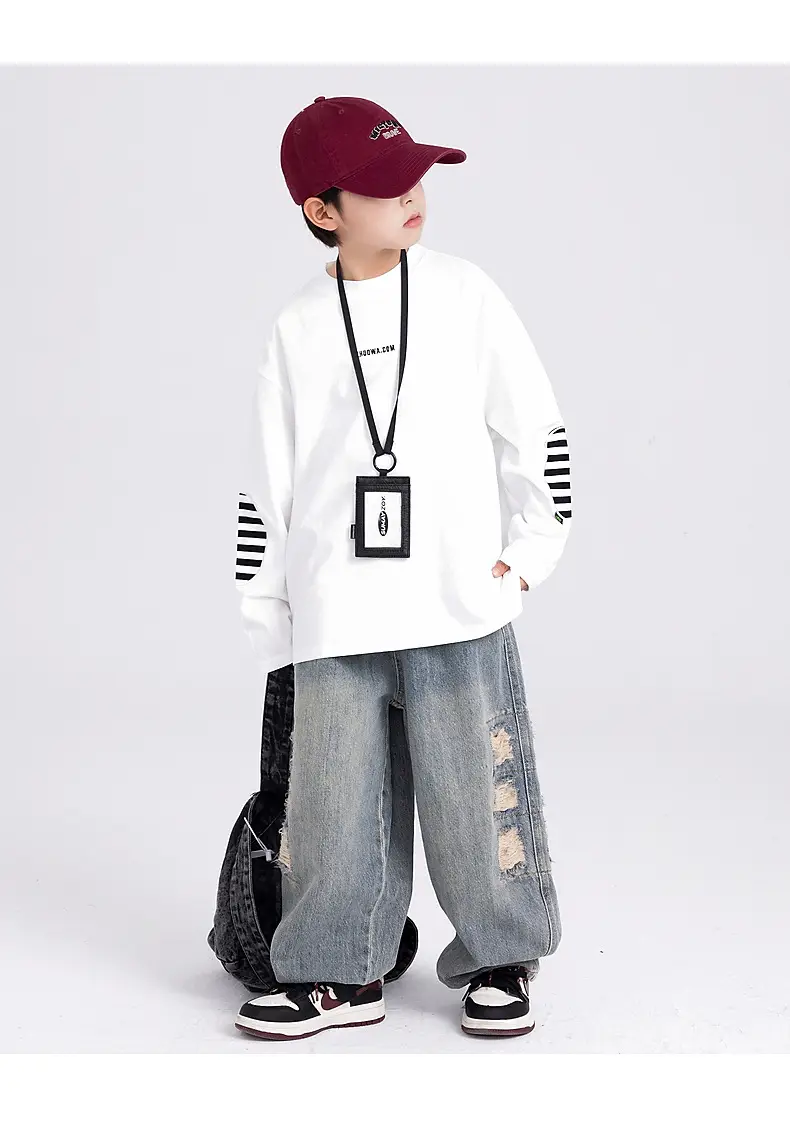 Boys Long Sleeve T-Shirt White Cotton 2025 Medium Large — feature 17
