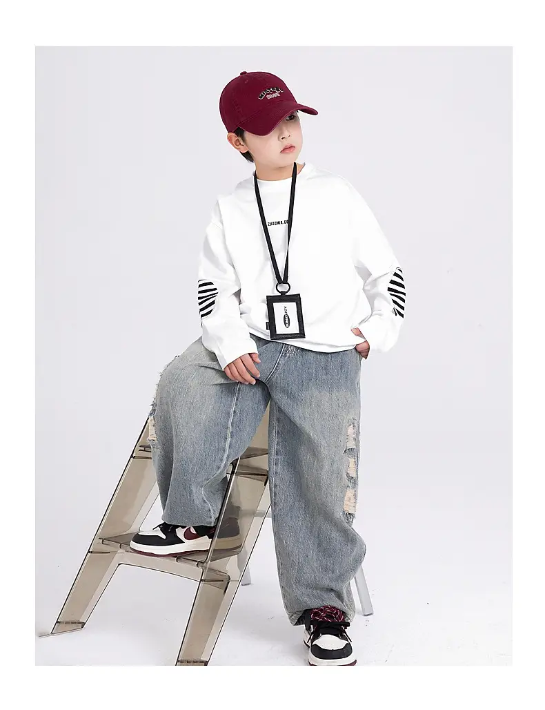 Boys Long Sleeve T-Shirt White Cotton 2025 Medium Large — feature 18