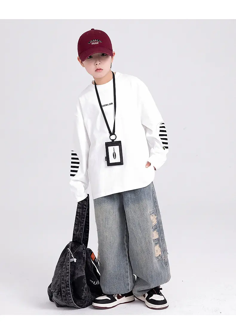 Boys Long Sleeve T-Shirt White Cotton 2025 Medium Large — feature 19