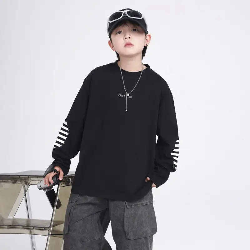 Boys Long Sleeve T-Shirt White Cotton 2025 Medium Large - Image 2