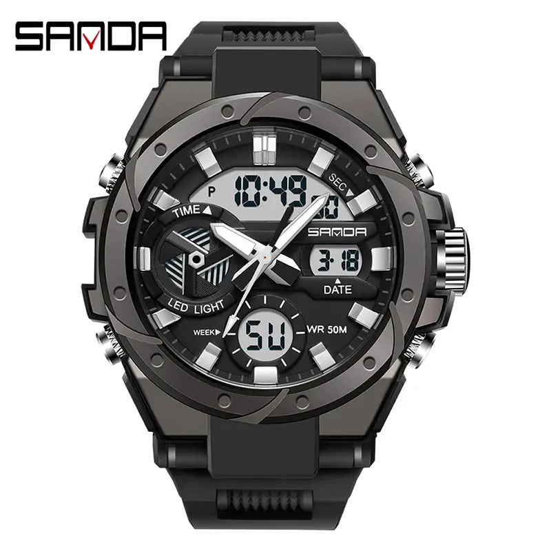 Sanda Black Red Water Resistant Electronic Watch - Image 11