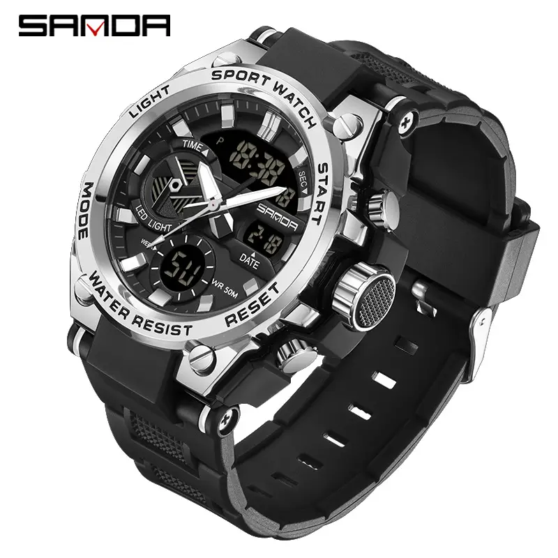 Sanda Black Red Water Resistant Electronic Watch - Image 3