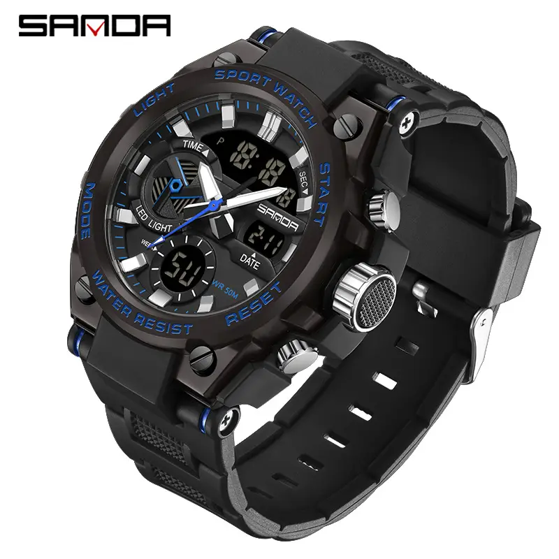 Sanda Black Red Water Resistant Electronic Watch - Image 5