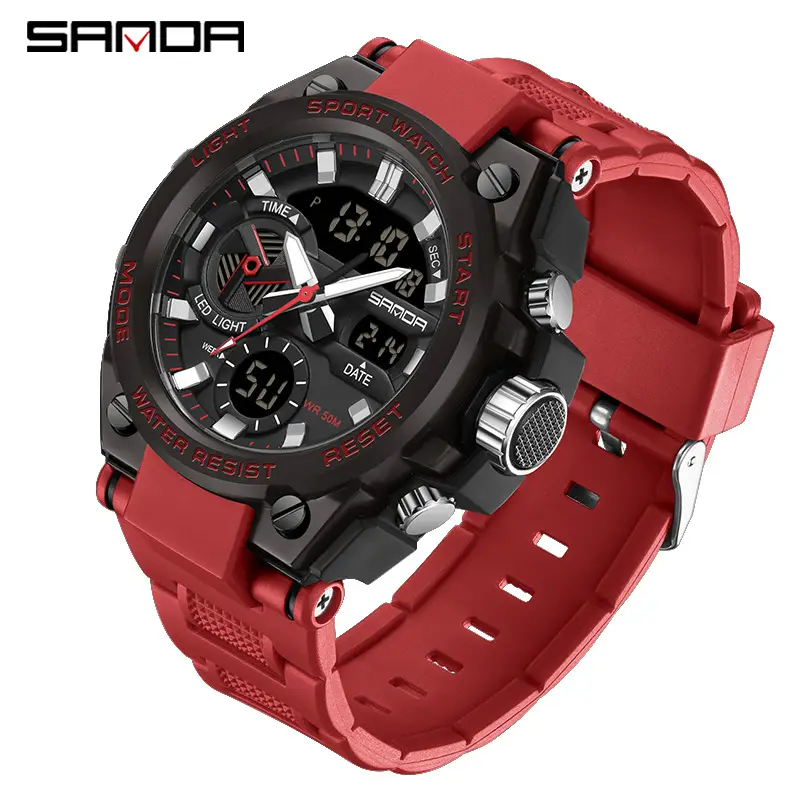 Sanda Black Red Water Resistant Electronic Watch - Image 9