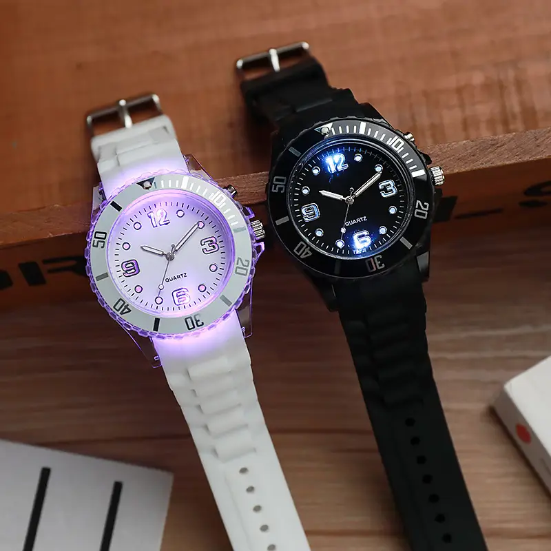Luminous Black Silicone Sports Watch for Men — feature 1