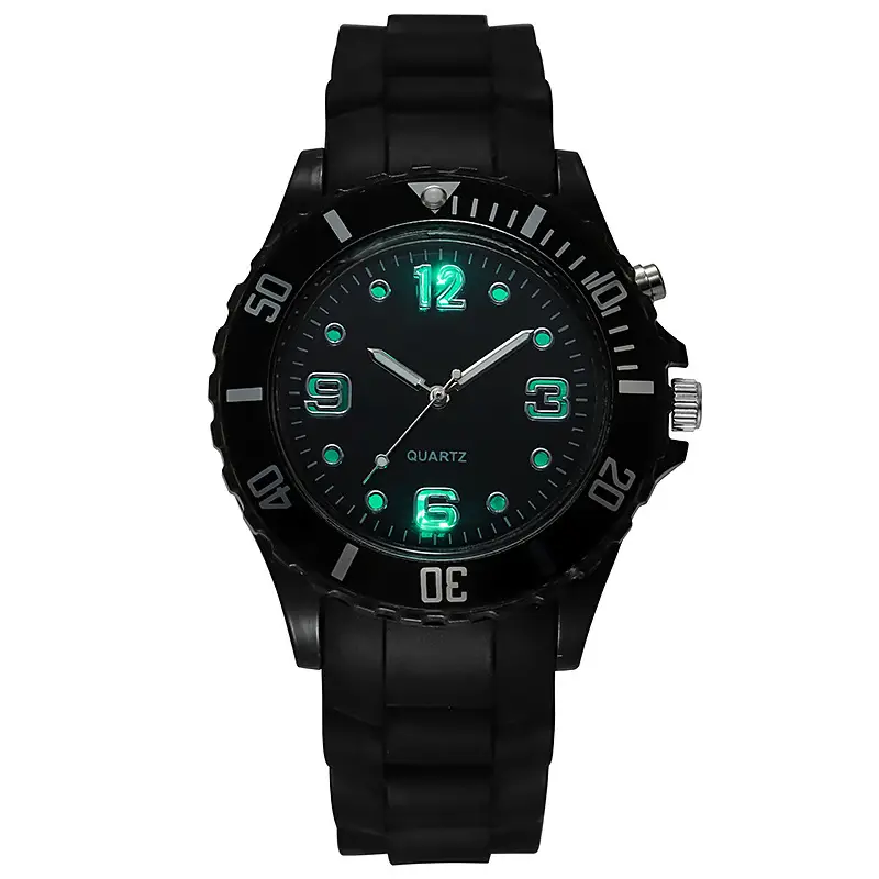 Luminous Black Silicone Sports Watch for Men — feature 10