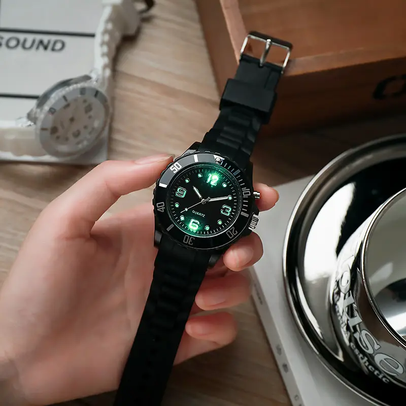 Luminous Black Silicone Sports Watch for Men — feature 3
