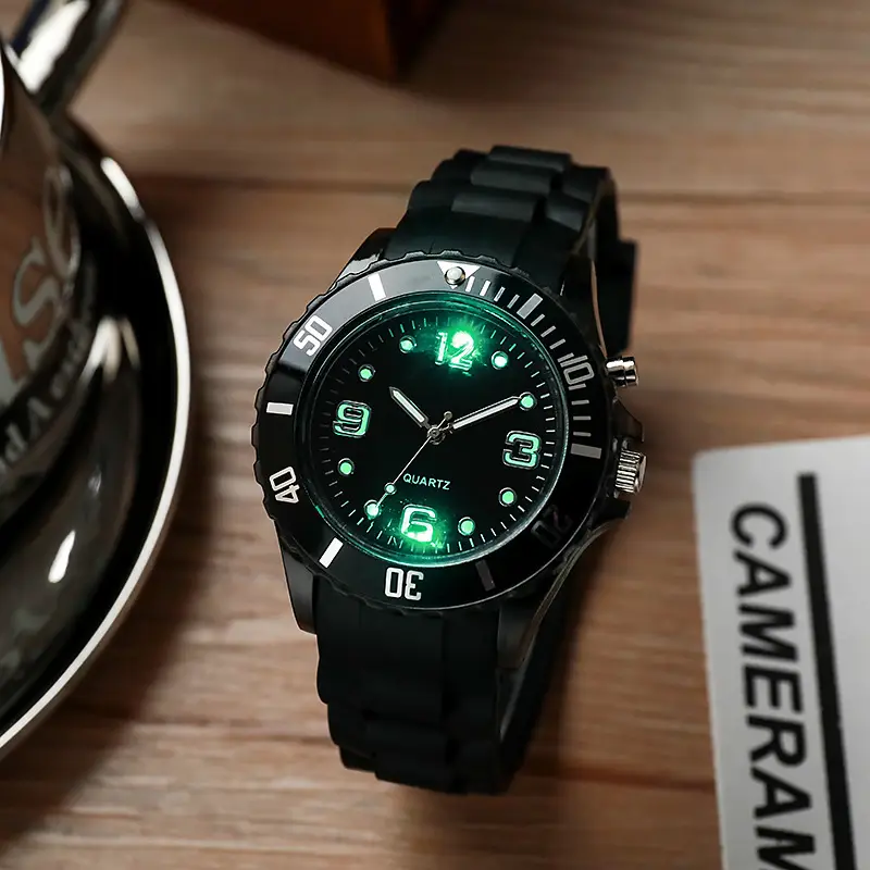 Luminous Black Silicone Sports Watch for Men — feature 4
