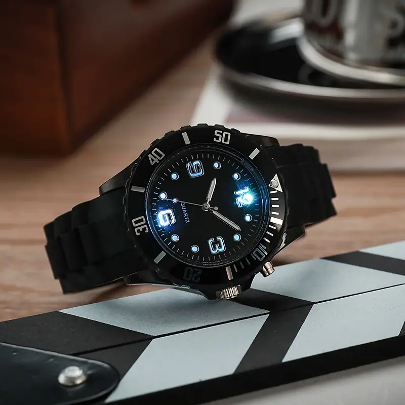 Luminous Black Silicone Sports Watch for Men — feature 7