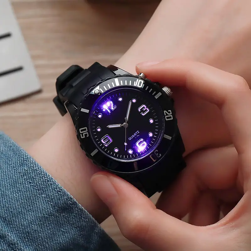 Luminous Black Silicone Sports Watch for Men — feature 8