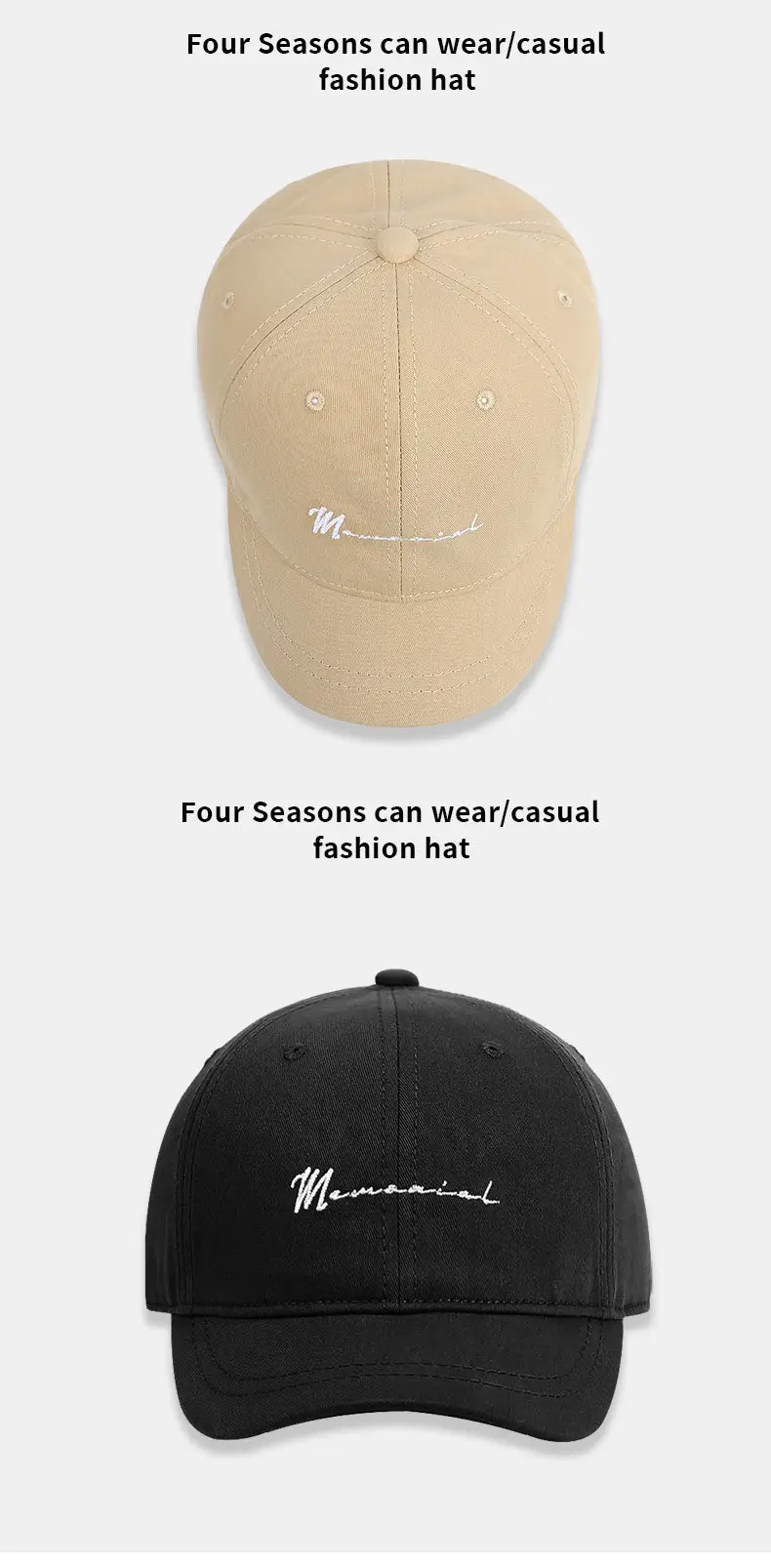 Grey Embroidered Baseball Cap for Women Men — feature 11