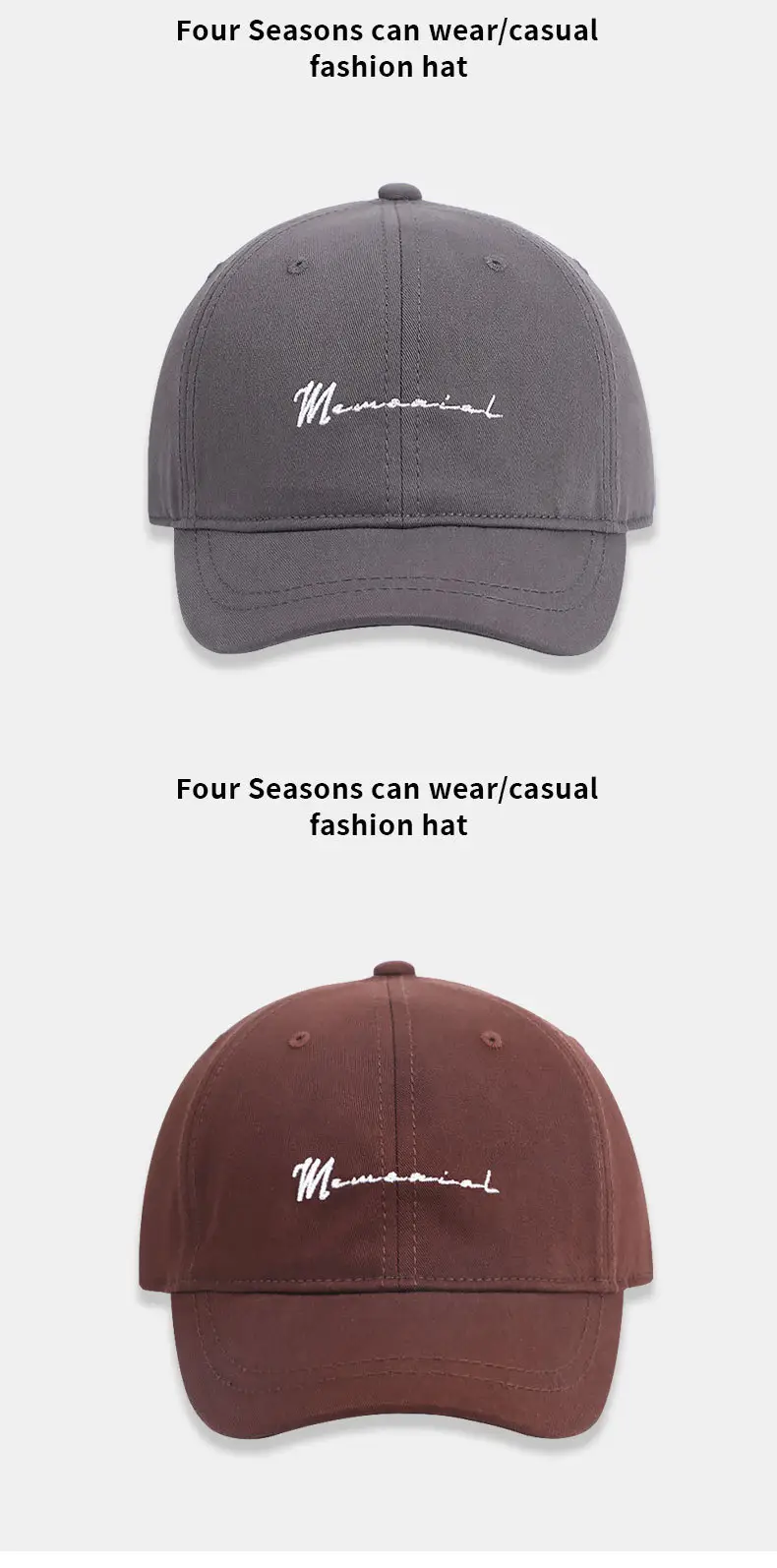 Grey Embroidered Baseball Cap for Women Men — feature 12