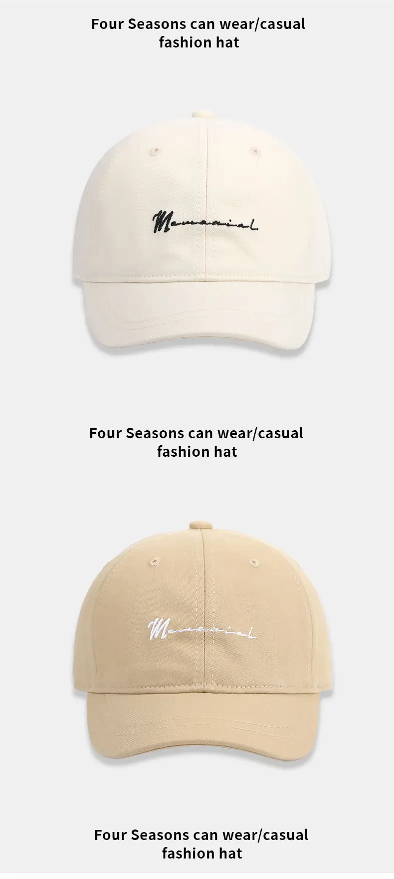 Grey Embroidered Baseball Cap for Women Men — feature 13