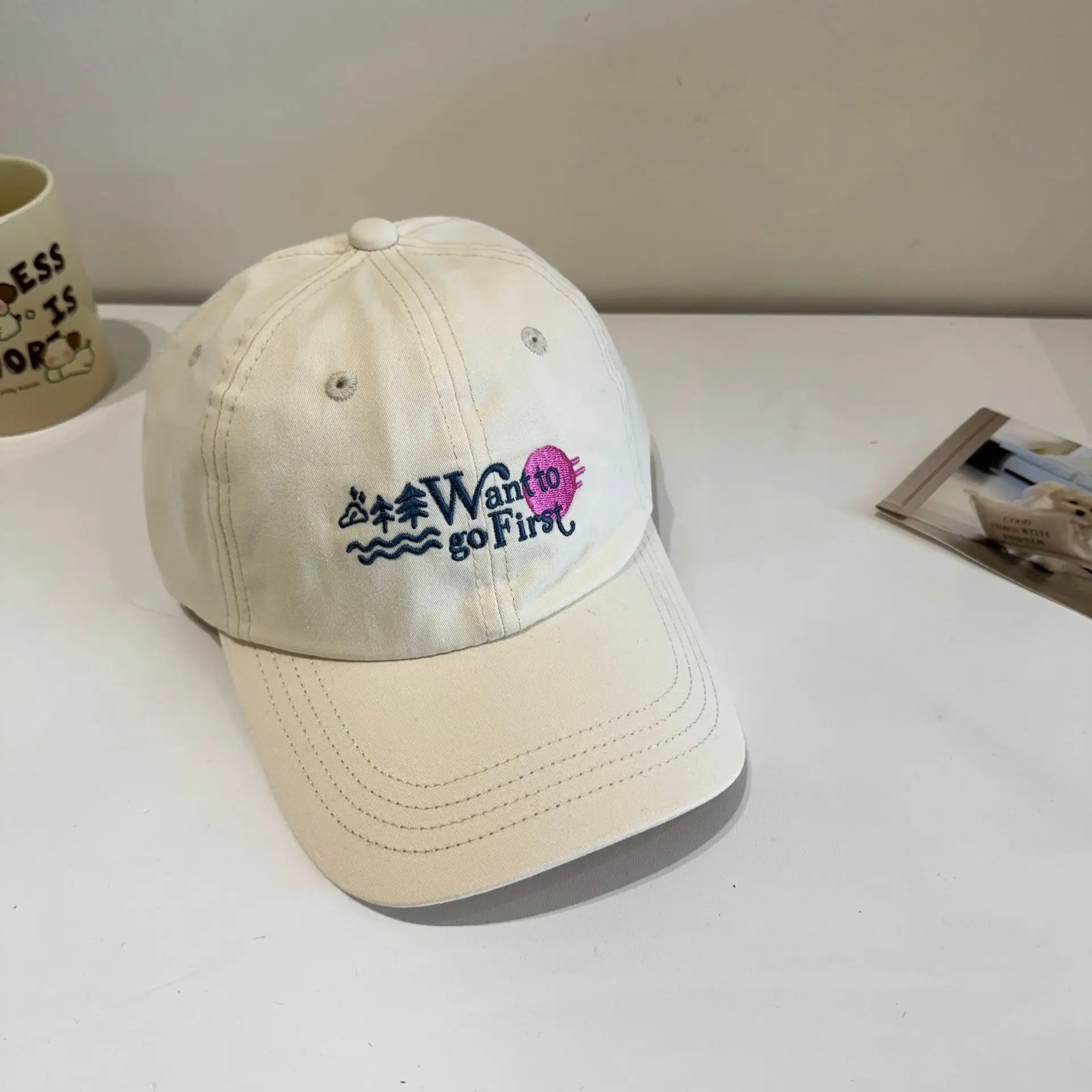 Women's Korean Style Sunshade Cap with Embroidered Design - Image 5