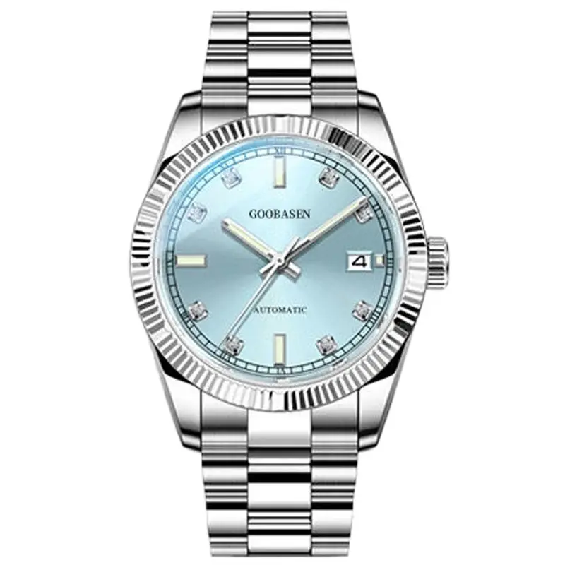 Gubaisen Men's Quartz Calendar Watch Blue Dial Black Strap