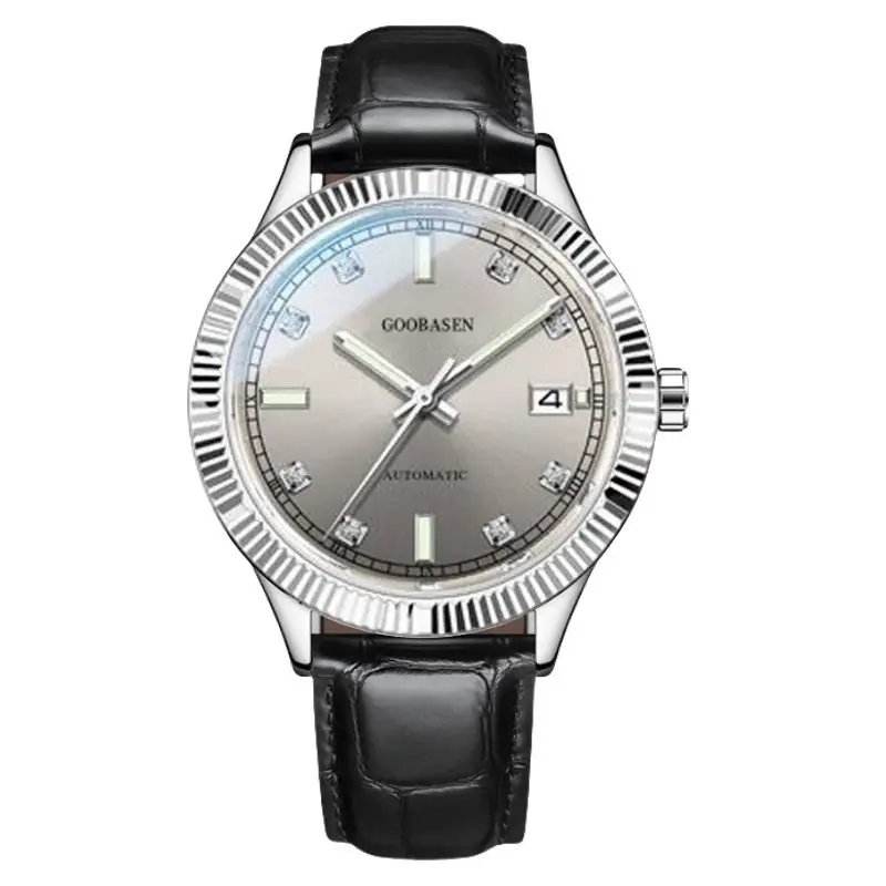 Gubaisen Men's Quartz Calendar Watch Blue Dial Black Strap