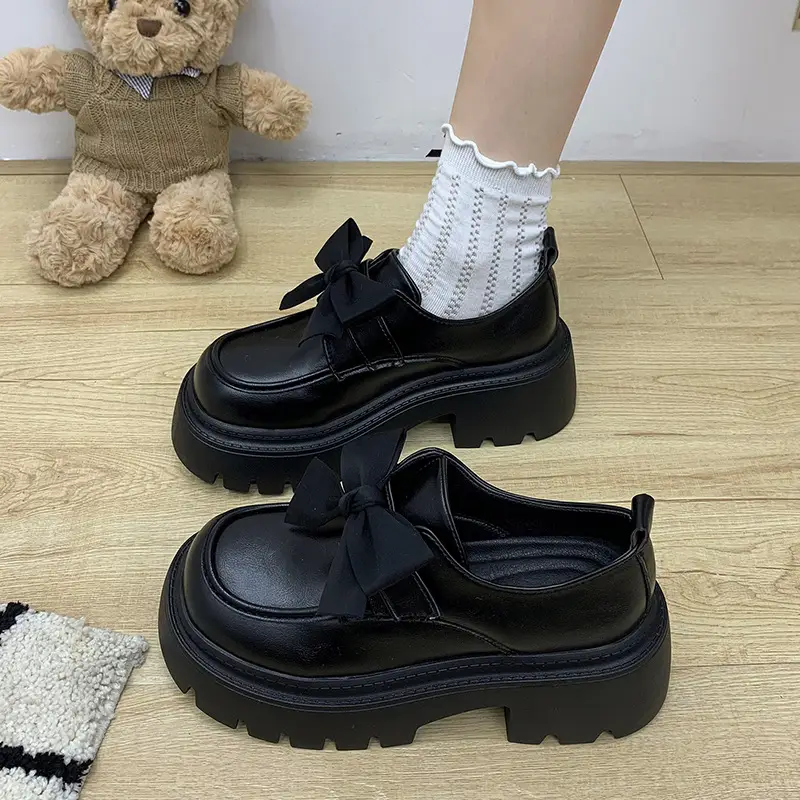 British Style Small Leather Shoes Women's 2025 Spring and Autumn Single-layer Shoes Thick Sole Increased Black Dress Mary Jane Loafers - Image 4