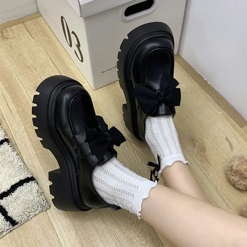 British Style Small Leather Shoes Women's 2025 Spring and Autumn Single-layer Shoes Thick Sole Increased Black Dress Mary Jane Loafers - Image 6