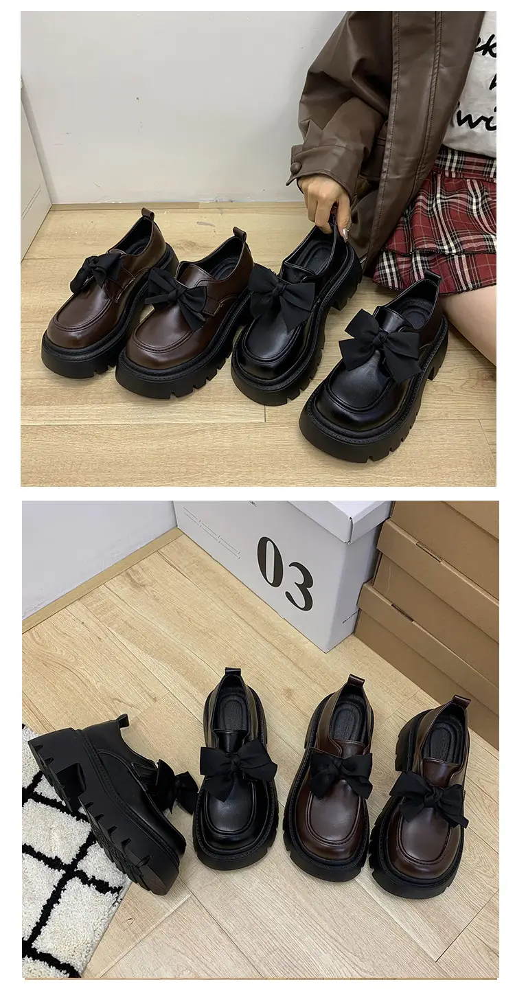 British Style Small Leather Shoes Women's 2025 Spring and Autumn Single-layer Shoes Thick Sole Increased Black Dress Mary Jane Loafers — feature 1