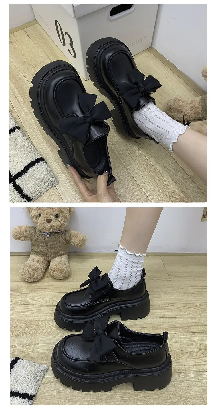 British Style Small Leather Shoes Women's 2025 Spring and Autumn Single-layer Shoes Thick Sole Increased Black Dress Mary Jane Loafers — feature 12