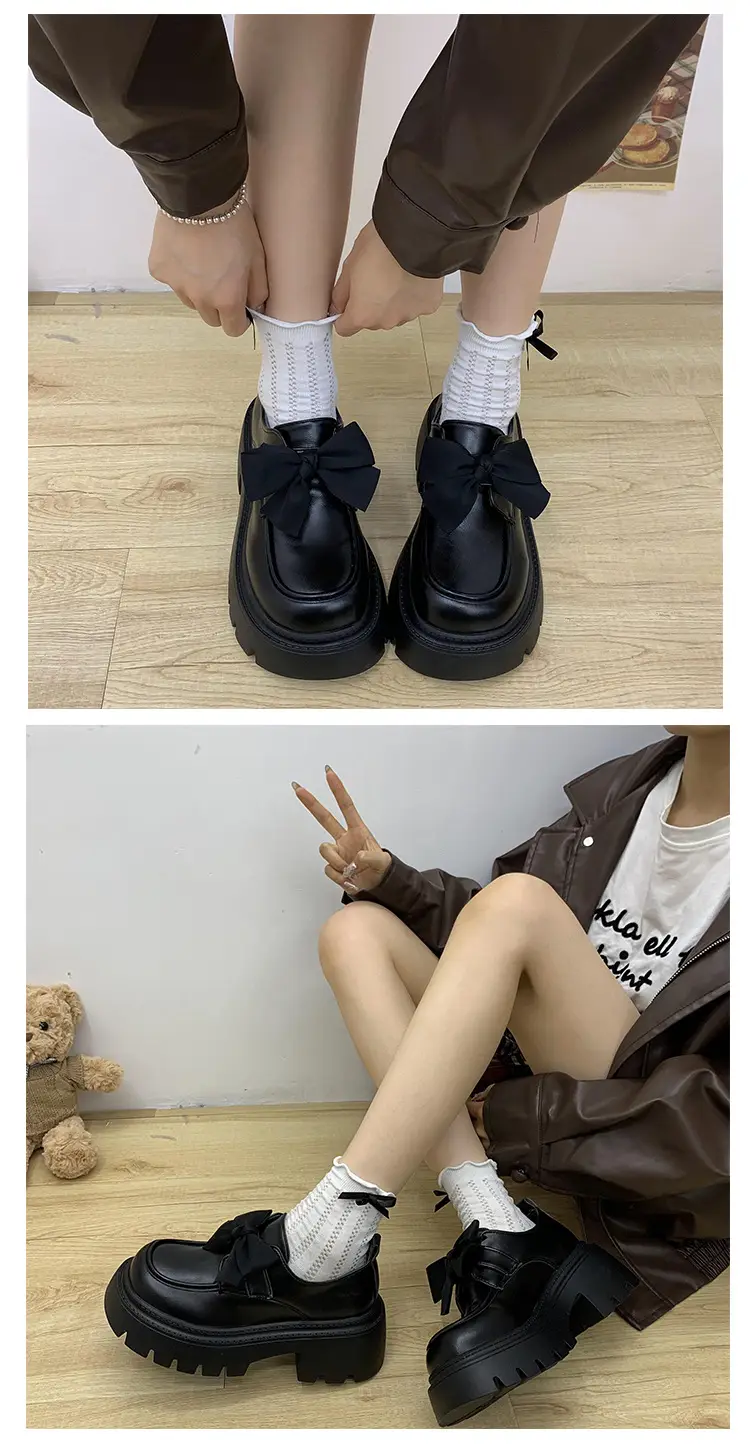 British Style Small Leather Shoes Women's 2025 Spring and Autumn Single-layer Shoes Thick Sole Increased Black Dress Mary Jane Loafers — feature 13