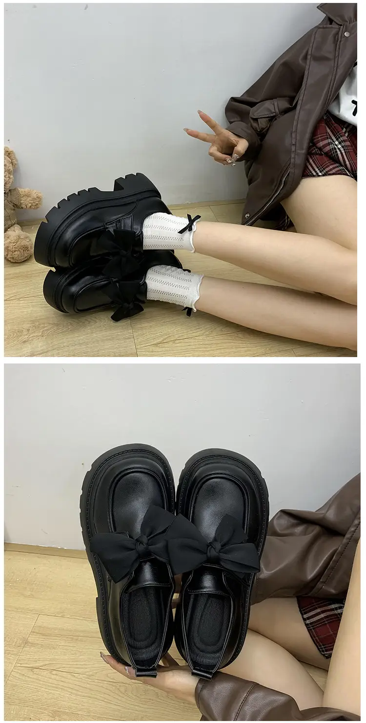 British Style Small Leather Shoes Women's 2025 Spring and Autumn Single-layer Shoes Thick Sole Increased Black Dress Mary Jane Loafers — feature 14