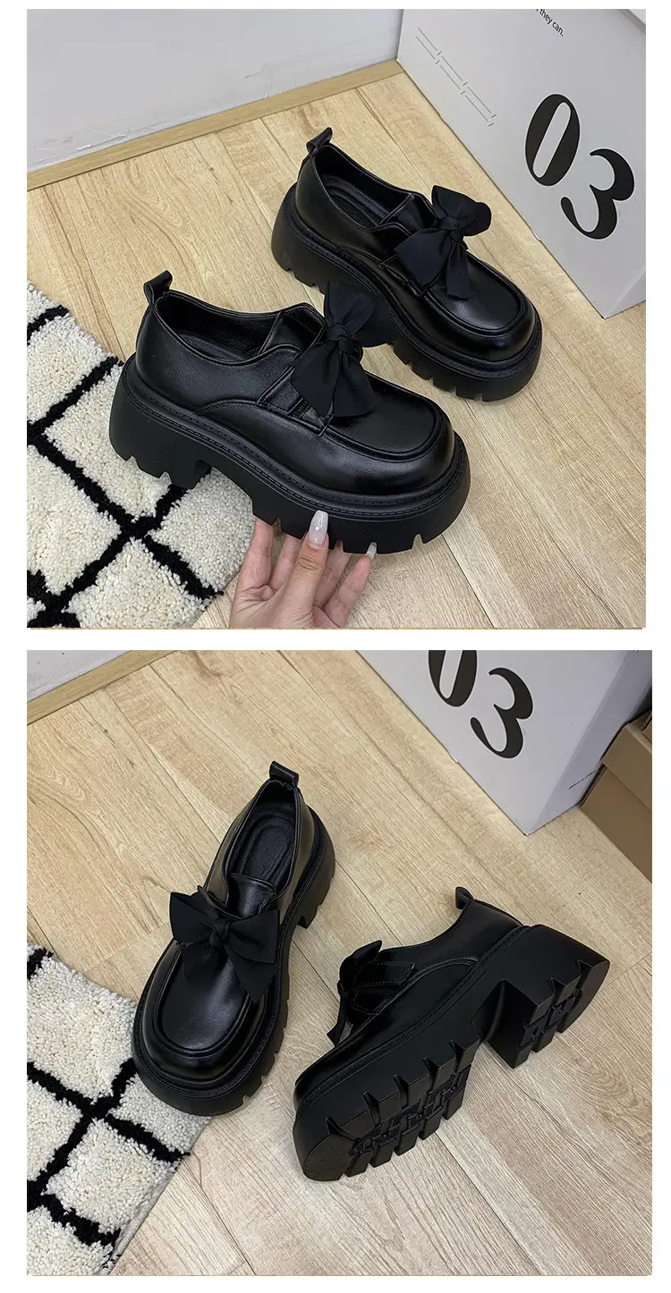 British Style Small Leather Shoes Women's 2025 Spring and Autumn Single-layer Shoes Thick Sole Increased Black Dress Mary Jane Loafers — feature 3