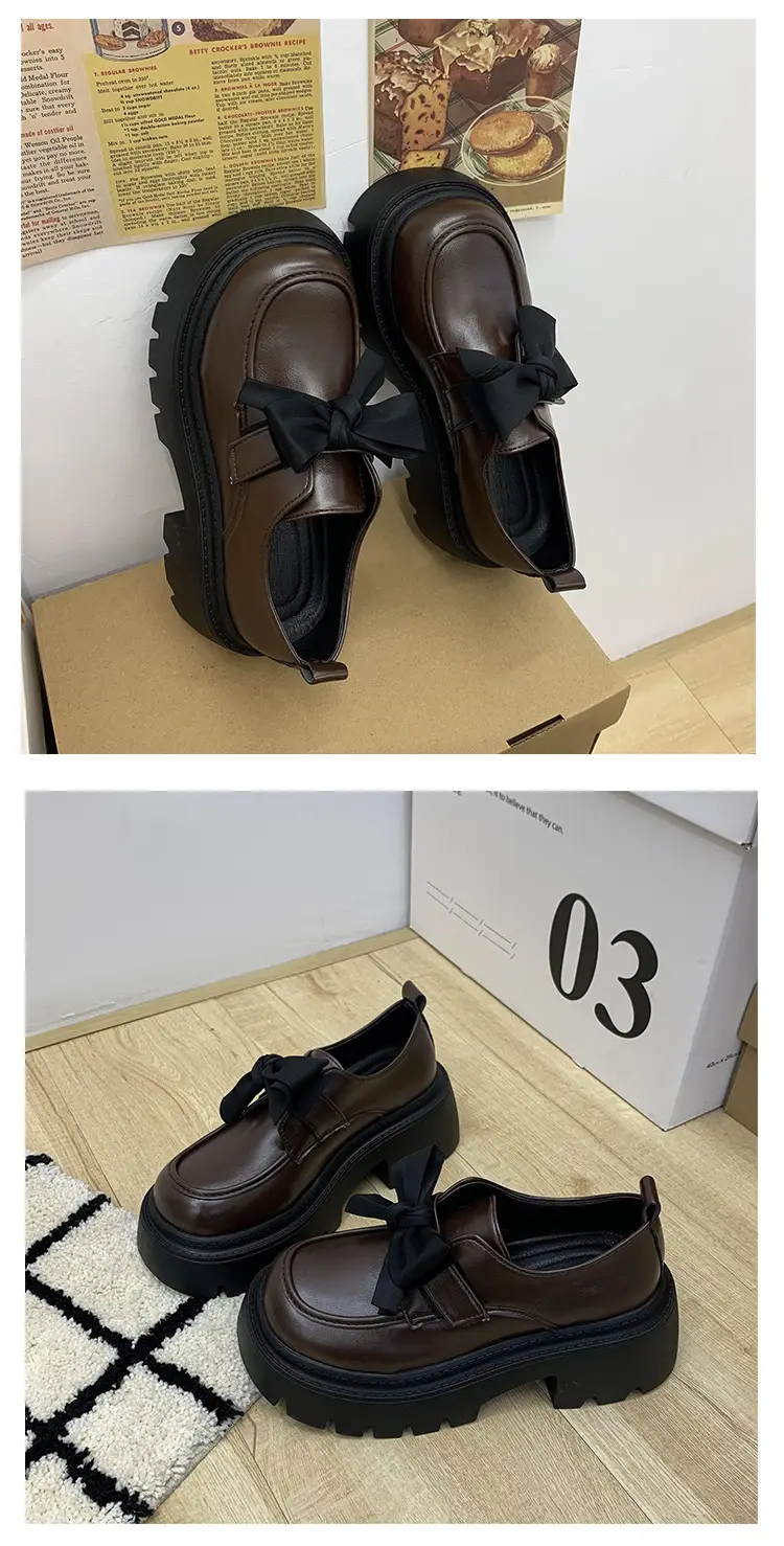 British Style Small Leather Shoes Women's 2025 Spring and Autumn Single-layer Shoes Thick Sole Increased Black Dress Mary Jane Loafers — feature 4
