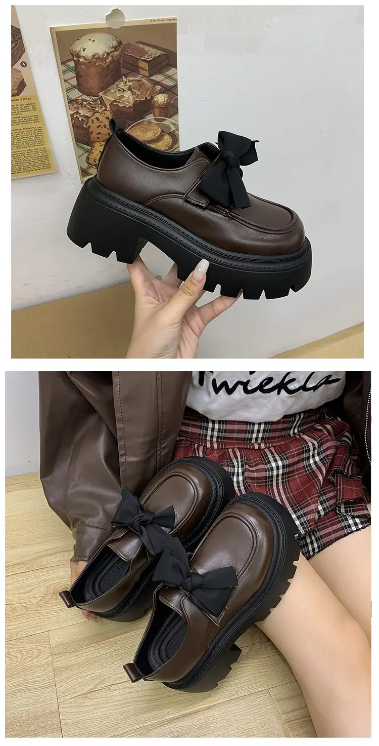 British Style Small Leather Shoes Women's 2025 Spring and Autumn Single-layer Shoes Thick Sole Increased Black Dress Mary Jane Loafers — feature 5