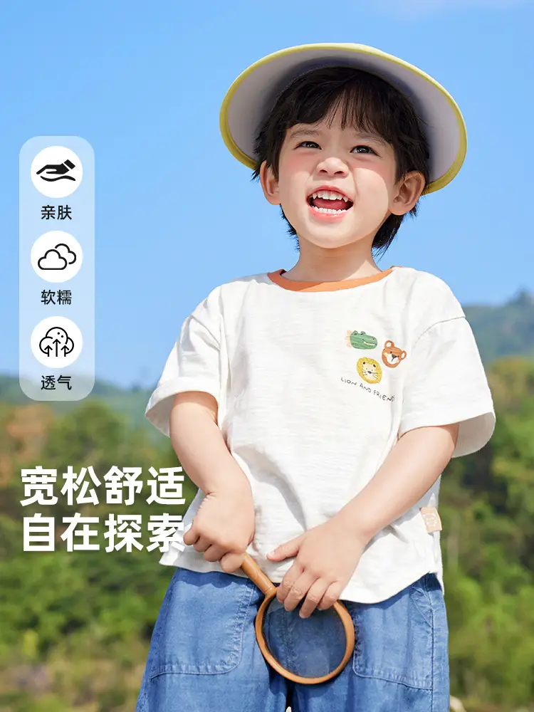Baby T-Shirt White Cotton Summer Casual for Boys - Image 4