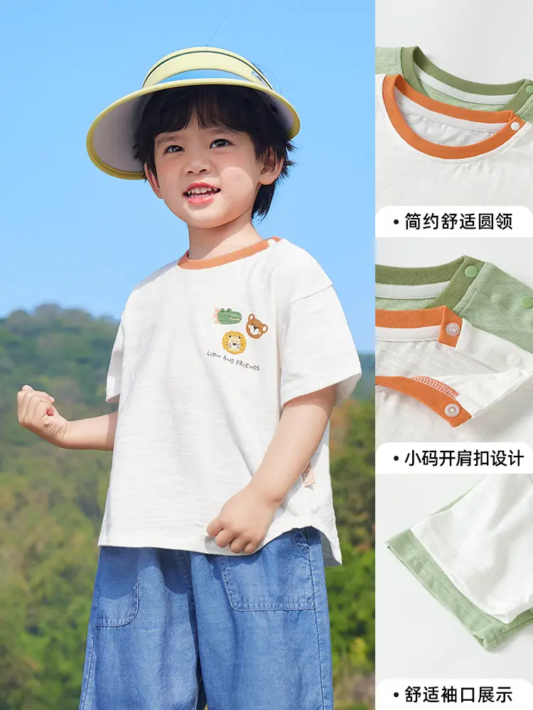 Baby T-Shirt White Cotton Summer Casual for Boys - Image 6