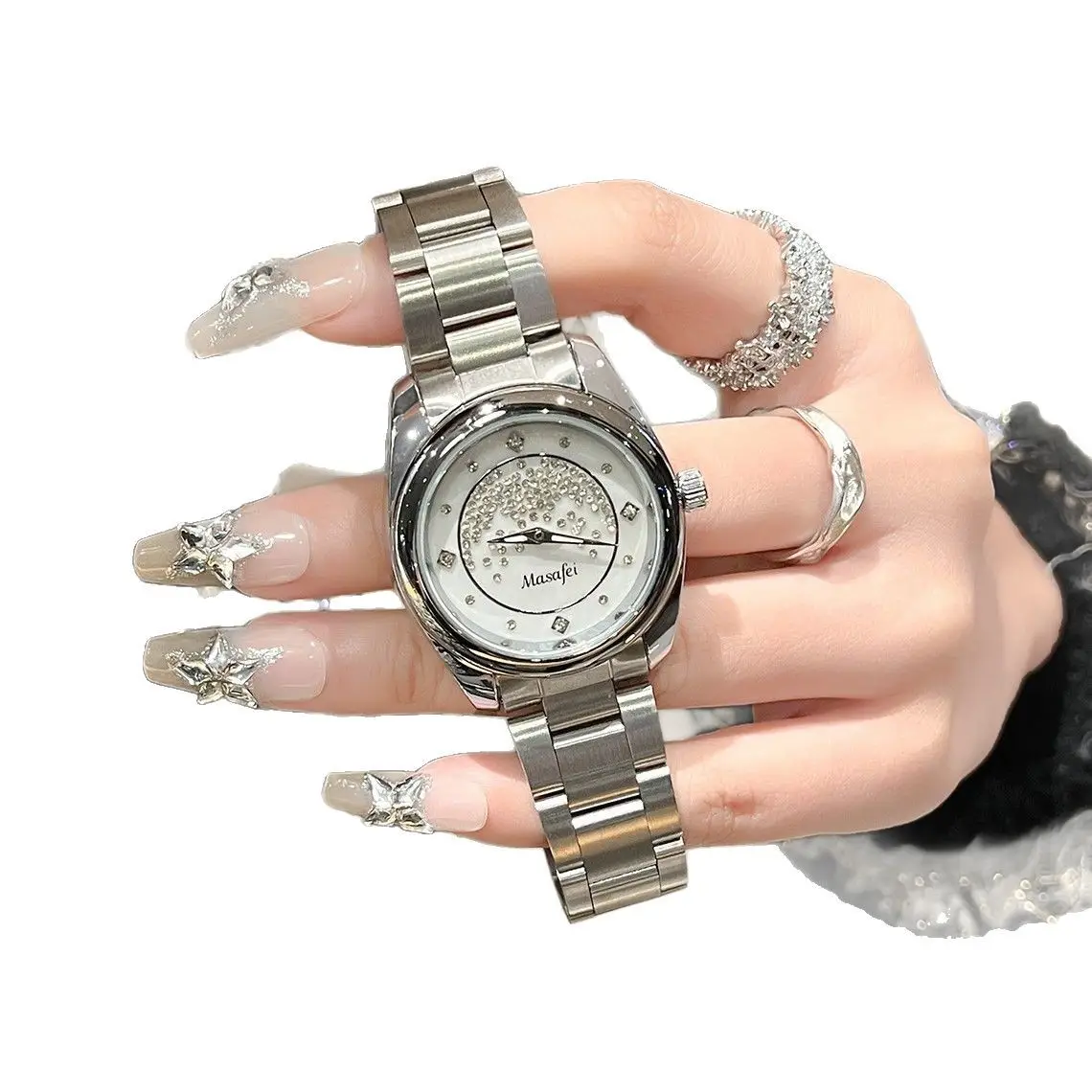 Diamond Encrusted Women's Watch with Steel Belt - Image 5