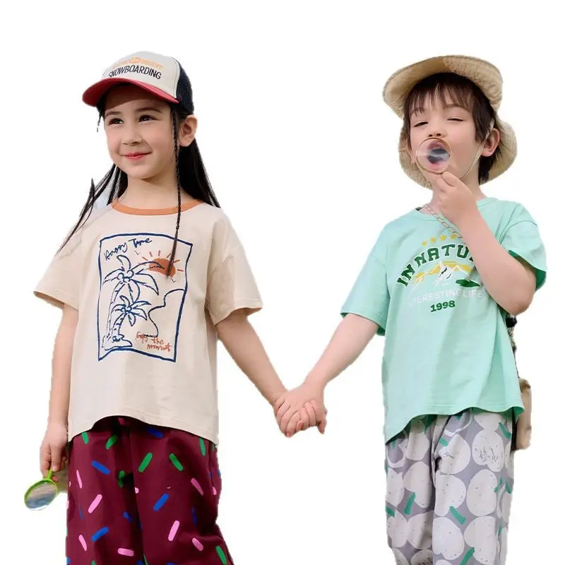 Kids T-Shirt Antibacterial Cotton Girls Boys Short Sleeve